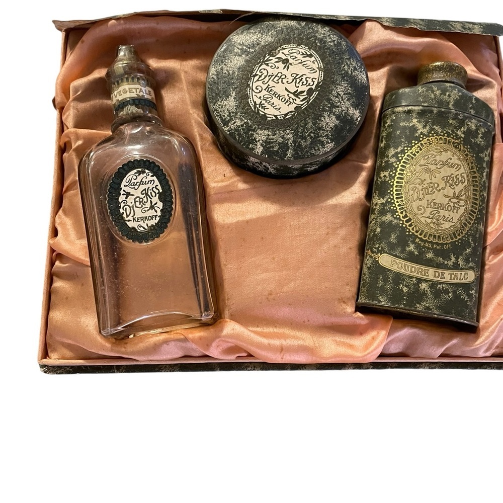 Vintage Djer-Kiss Personal Care Set by Kerkoff Paris, 3 Piece Set, France.